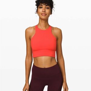 lululemon athletica High-Neck Crop Sports Bra in Bright Coral
